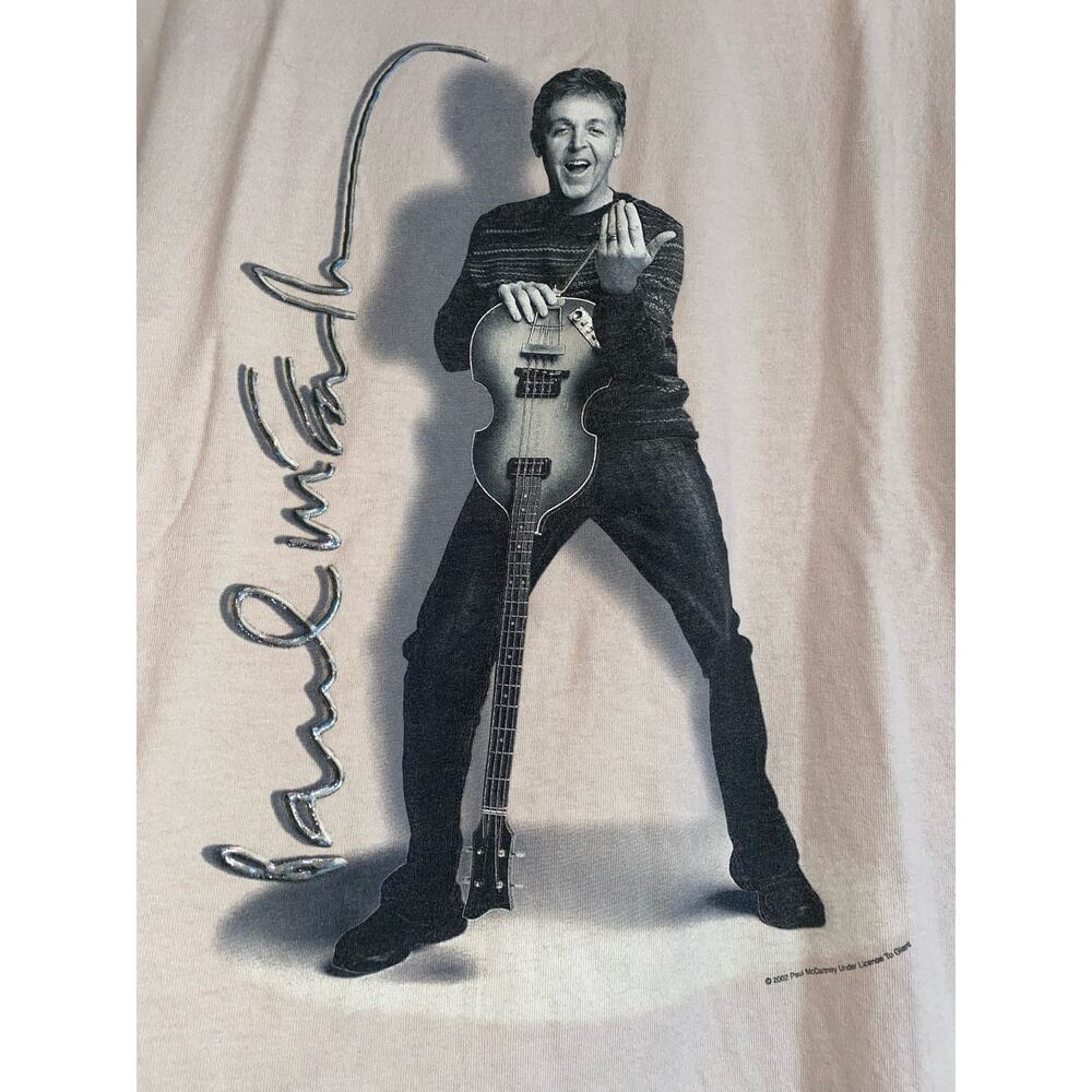 The Beatles Paul McCartney Driving USA Tour 2002 beige T Shirt men’s XL EUC